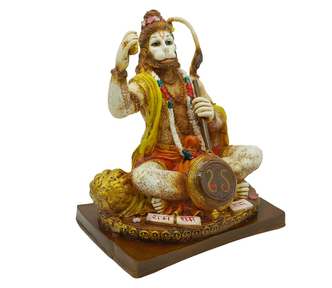 Decorative Hand-Painted Marble Figurine Playing Stringed Instrument