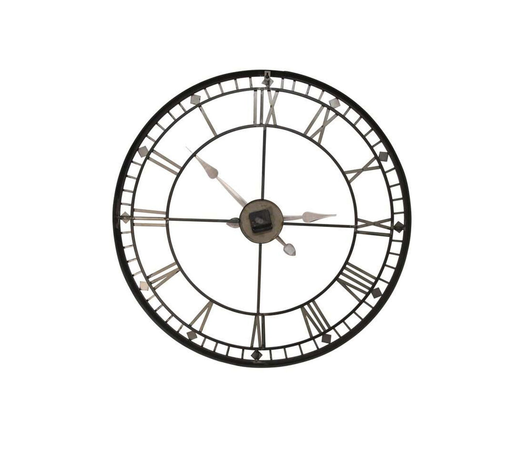 Vintage Metal Wall Clock with Golden Numerals