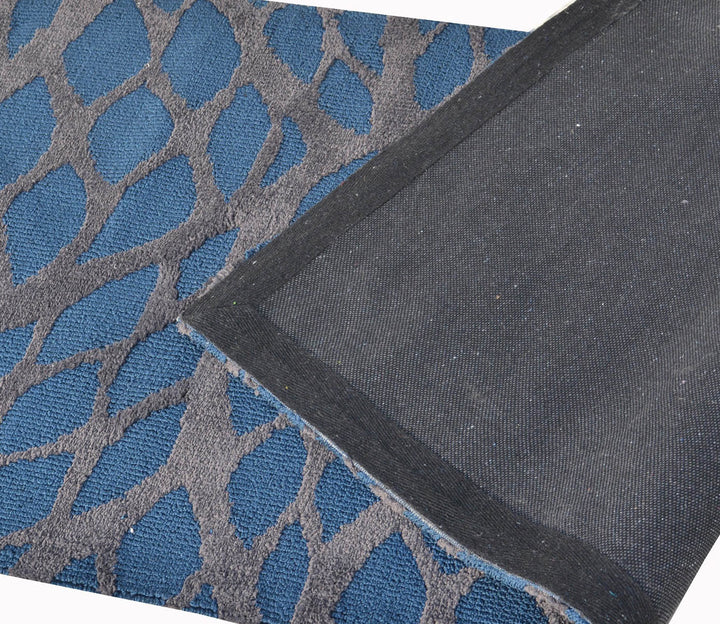 Blue Abstract Polyester Floor Runner