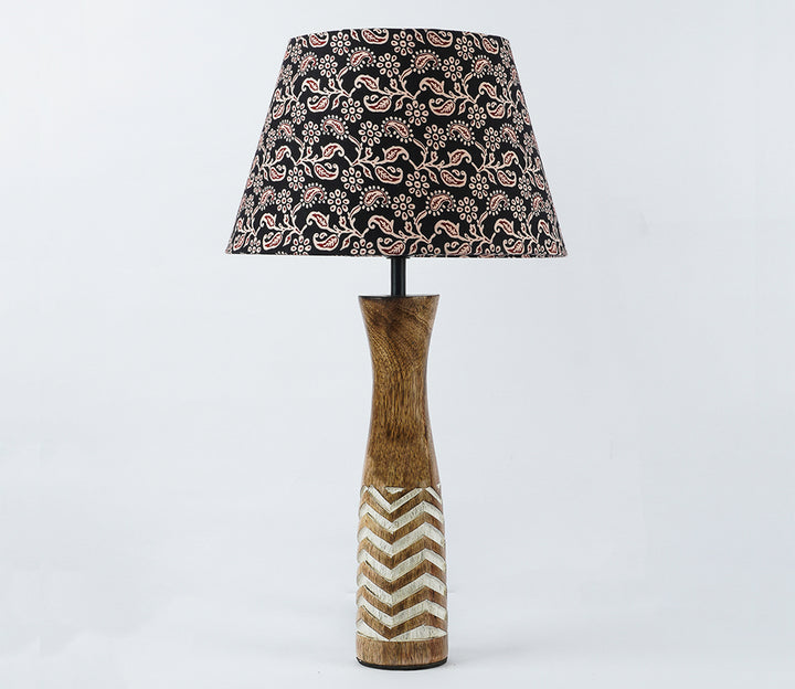 White Striped Table Lamp with Fabric Shade (43.2 cm H)
