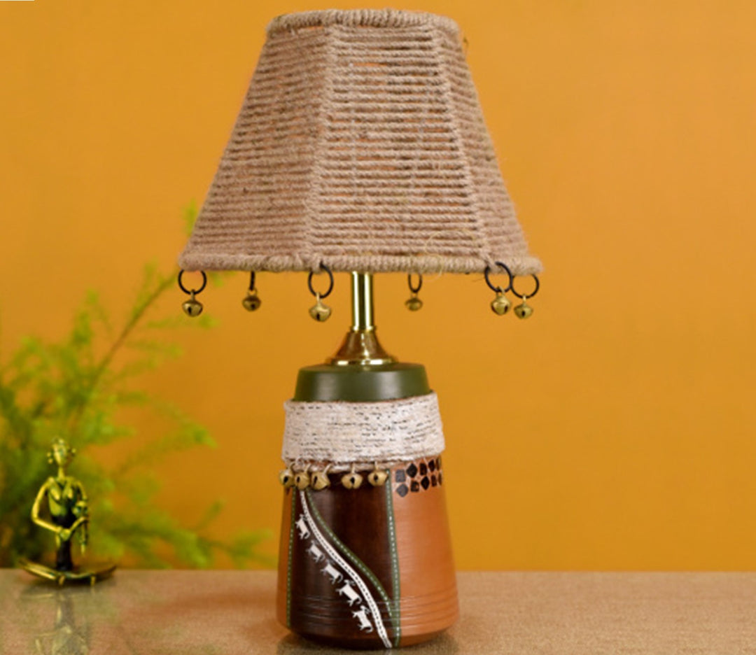 Hand-Knitted Jute Terracotta Table Lamp