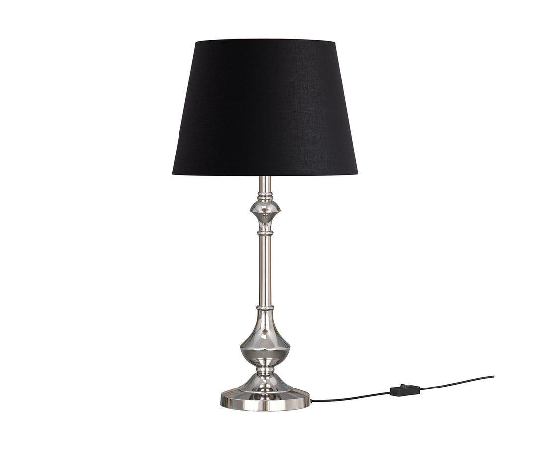 Silver Aluminum Table Lamp with Black Shade