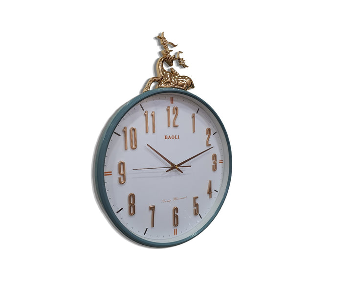 Modern Blue Reindeer Wall Clock