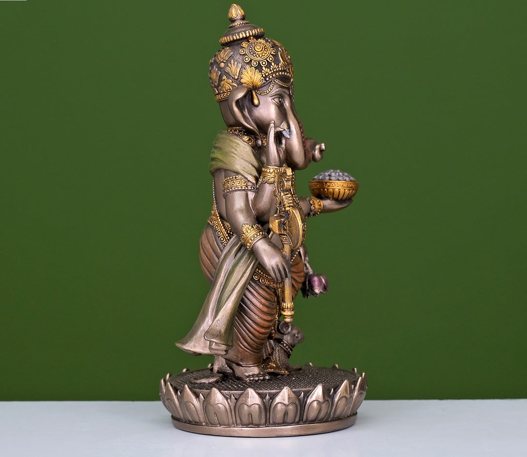 Standing Ganesha Murti in Cold Cast Bronze