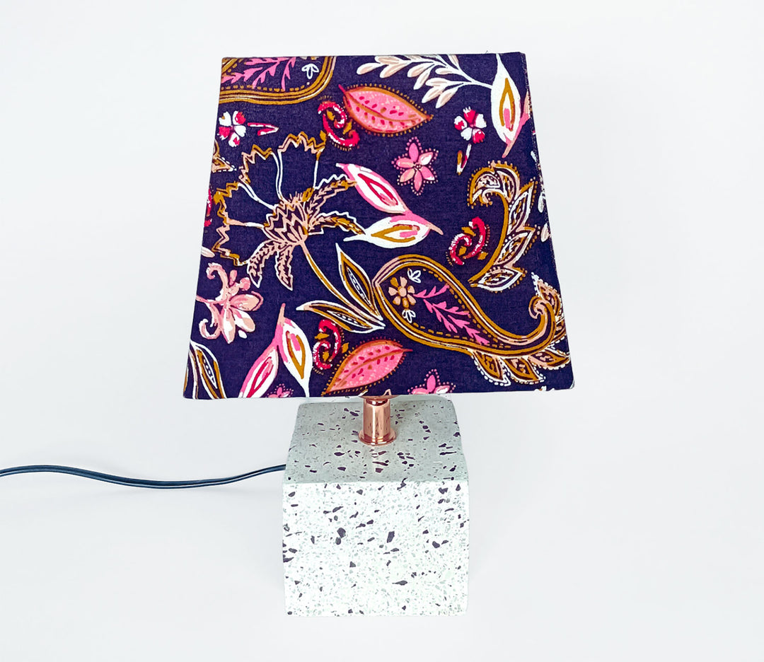 Marble Table Lamp with Floral Shade