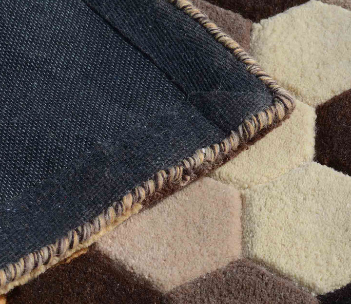 Brown Geometric Hand-Tufted Wool Floor Runner