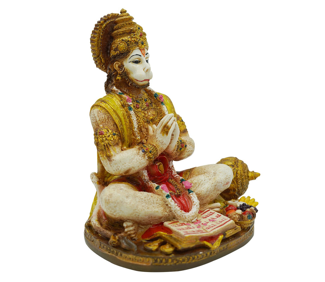 Decorative Hand-Painted Marble Figurine in Meditative Pose