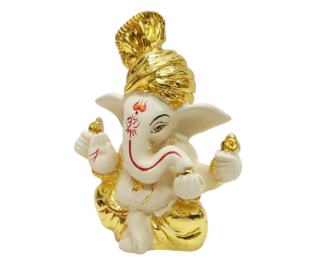 Captivating Gold-Plated Ganesha with Pagdi Showpiece