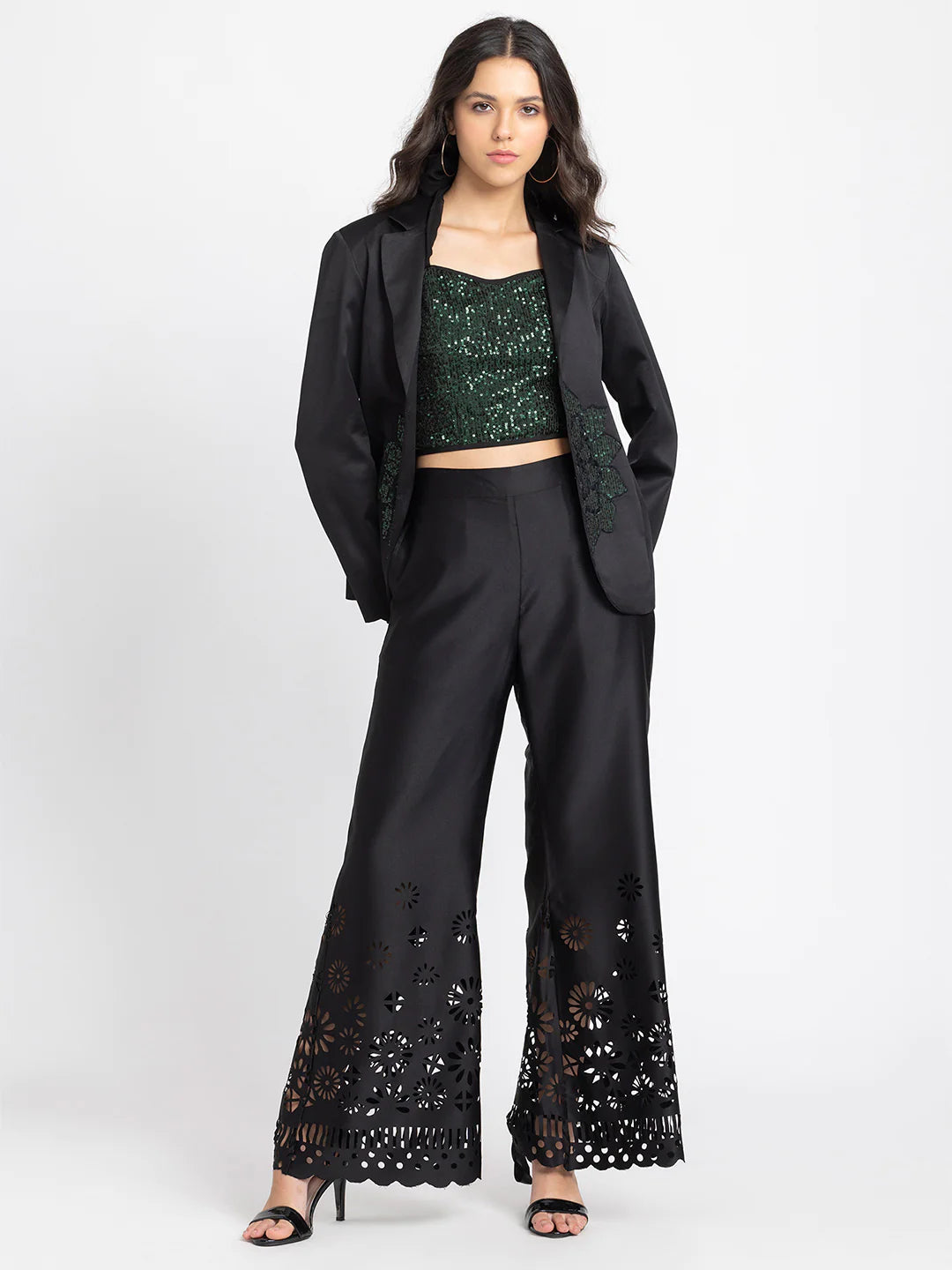 Black Casual Pant for Women | Chic Black Flared Casual Pant