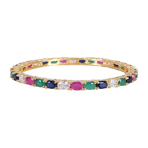 Gold Plated CZ Bangles Set | Gorgeous Multi-Colored CZ Bangles Set