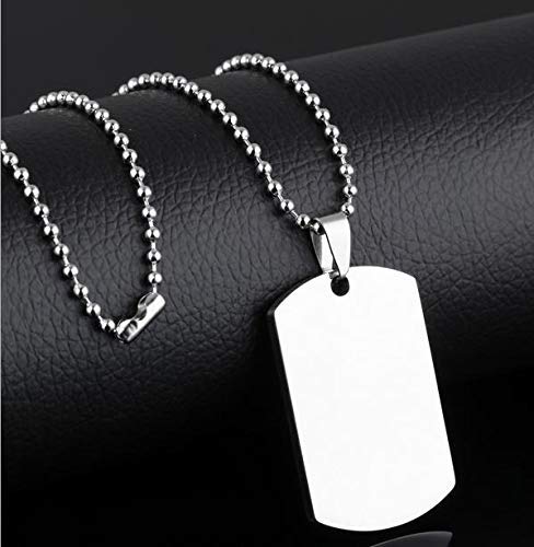 Silver Dogtag Necklace | Cool Silver Metallic Dogtag Pendant Necklace for Men & Boys