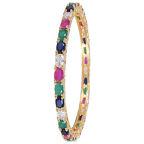 Gold Plated CZ Bangles Set | Gorgeous Multi-Colored CZ Bangles Set