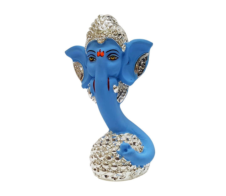 Captivating Mini Ganesha Idol in Shimmering Blue and Silver