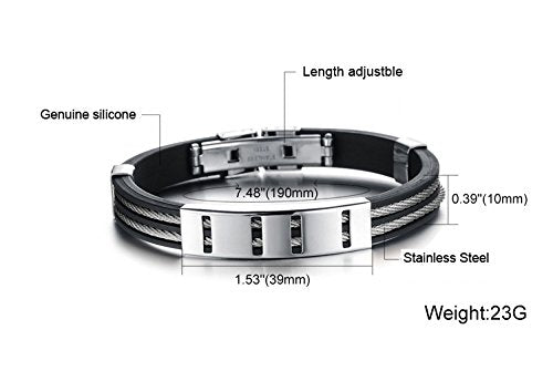 Stainless Steel and Silicon Men's Bracelet | Bold 'n Brazen Men's Bracelet