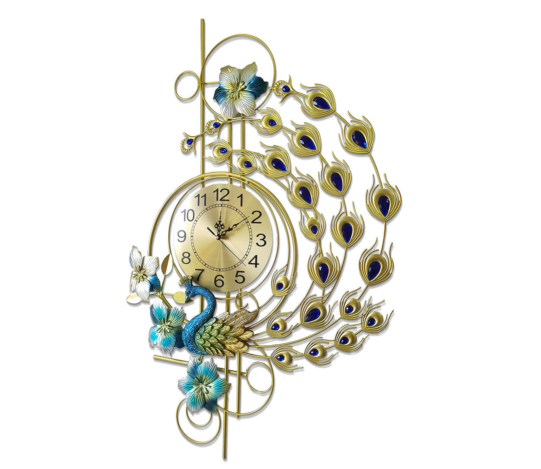 Designer Peacock Metal Clock