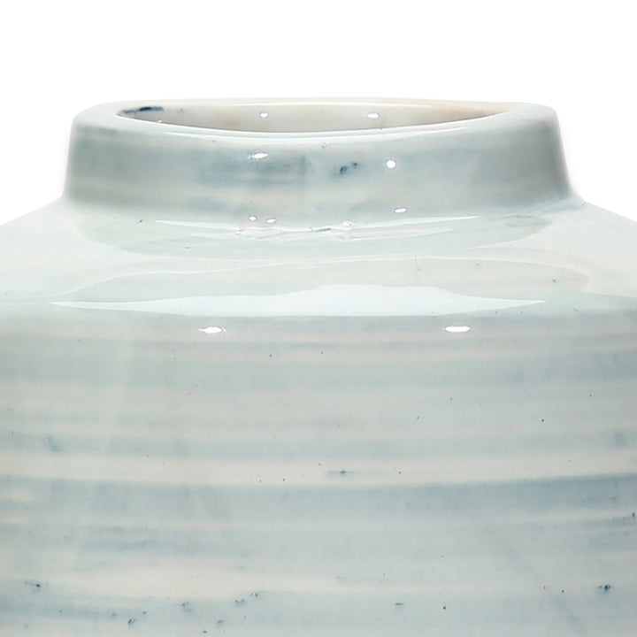 Blue Ceramic Vase: High-Quality Material, Easy Maintenance | Handmade Small Ceramic Spiral Print Vase - Blue