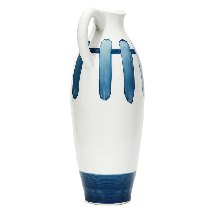 Blue and White Ceramic Jug Vase | Artistic Ceramic Jug Vase - White & Blue