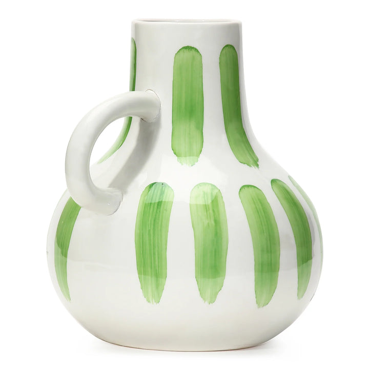 Green Capsule Ceramic Vase | Handmade Ceramic Bottle Vase - Green
