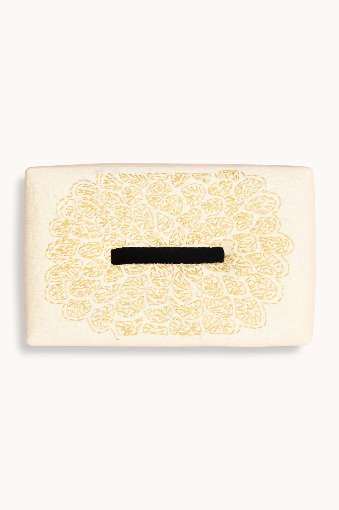 Japanese Floral Design Tissue Box with Gold Accent | Lucia Handwoven Tissue Box - Yellow
