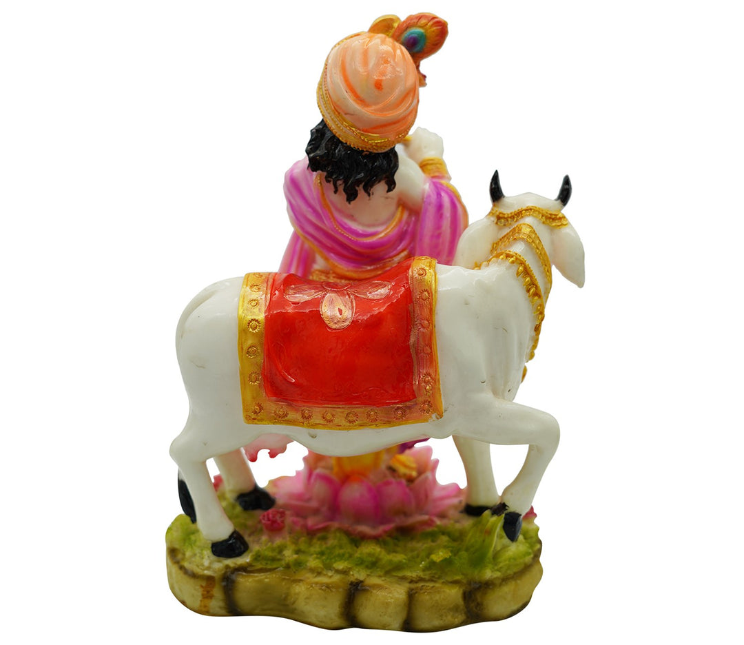 Captivating Lord Krishna with Nandi Marble Statue