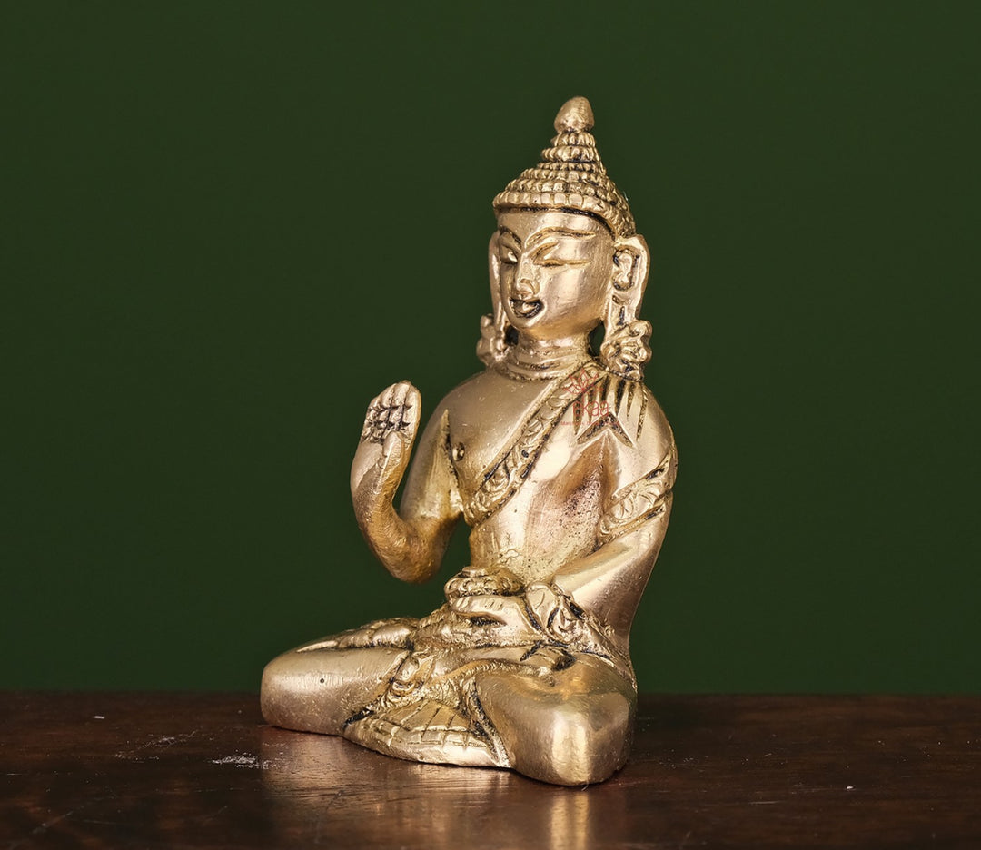 Brass Sitting Buddha Figurine | Gold Brass Buddha Sitting Idol