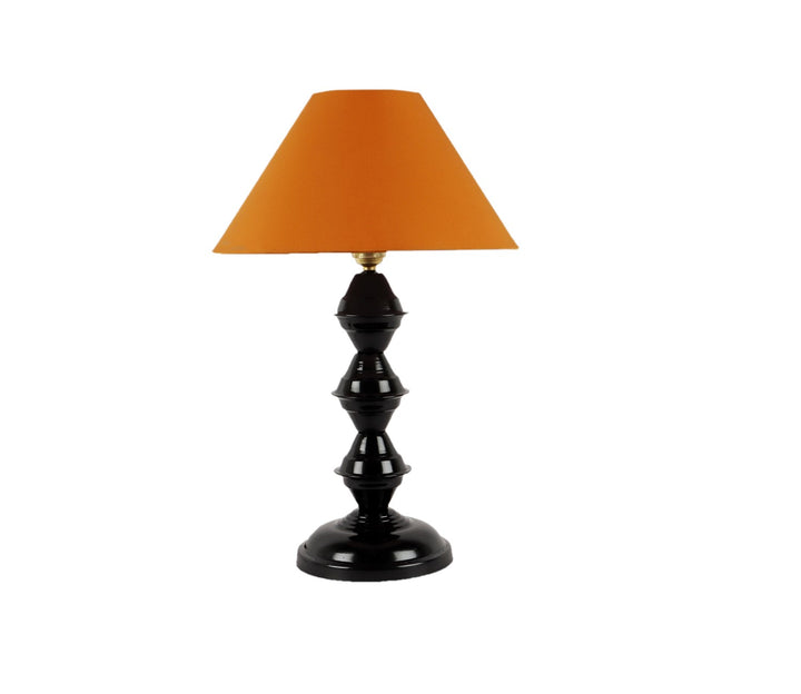 Yellow Fabric and Black Metal Table Lamp
