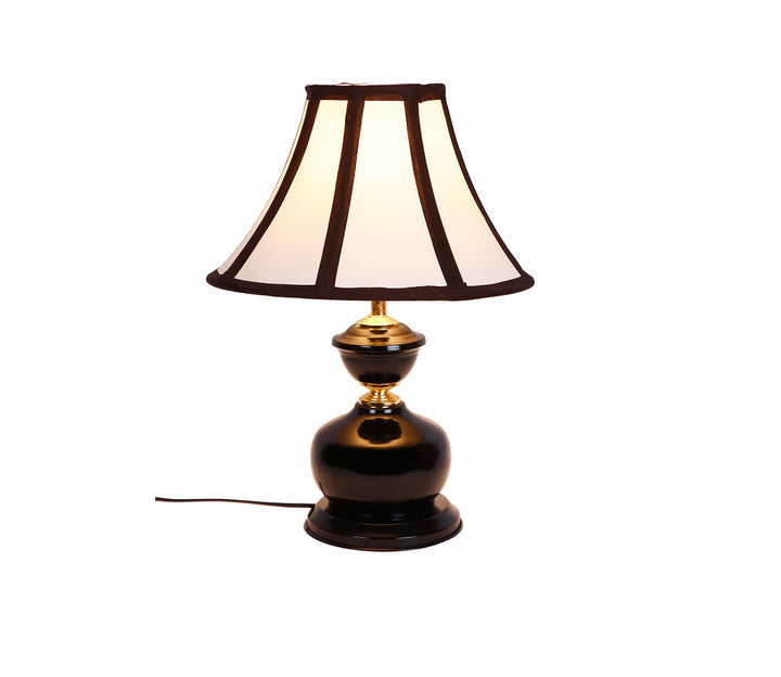 Table Lamp with Black Metal Base and Fabric Shade