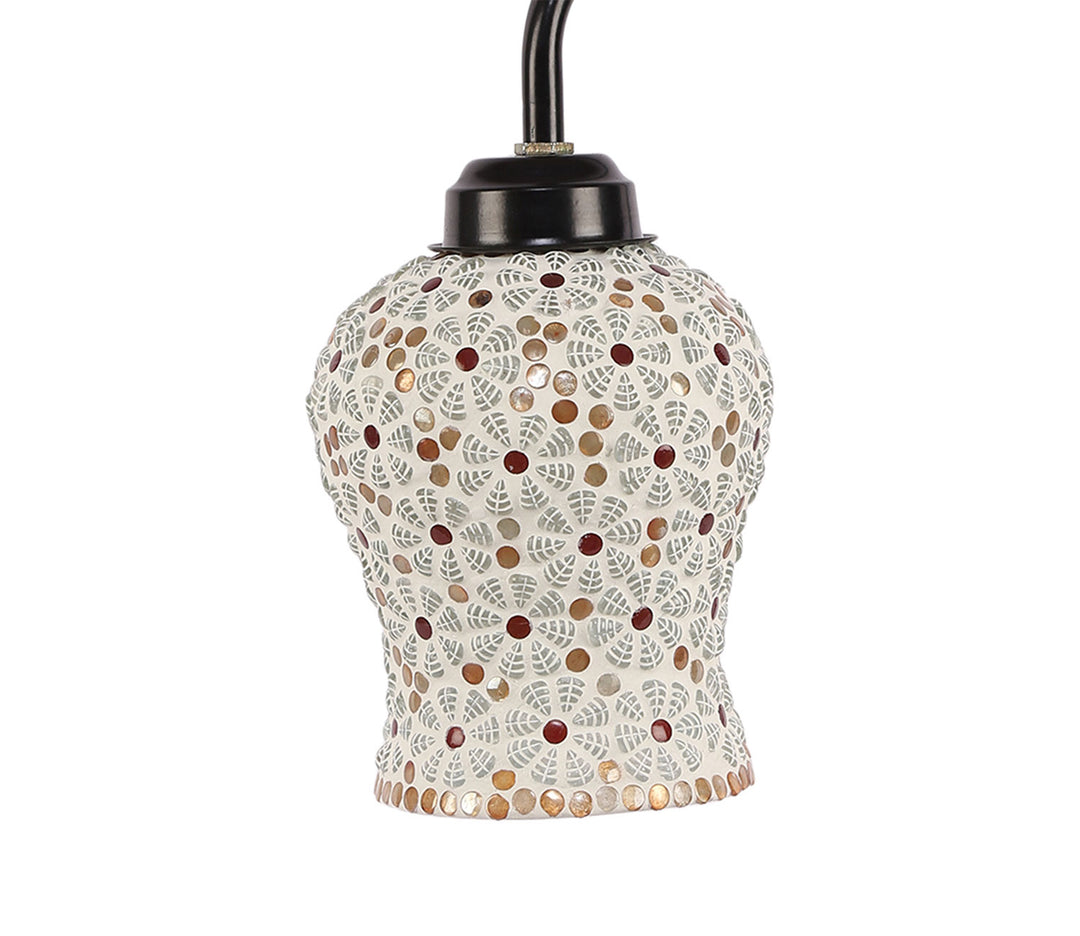Multicolored Glass Table Lamp with Black Base (White)