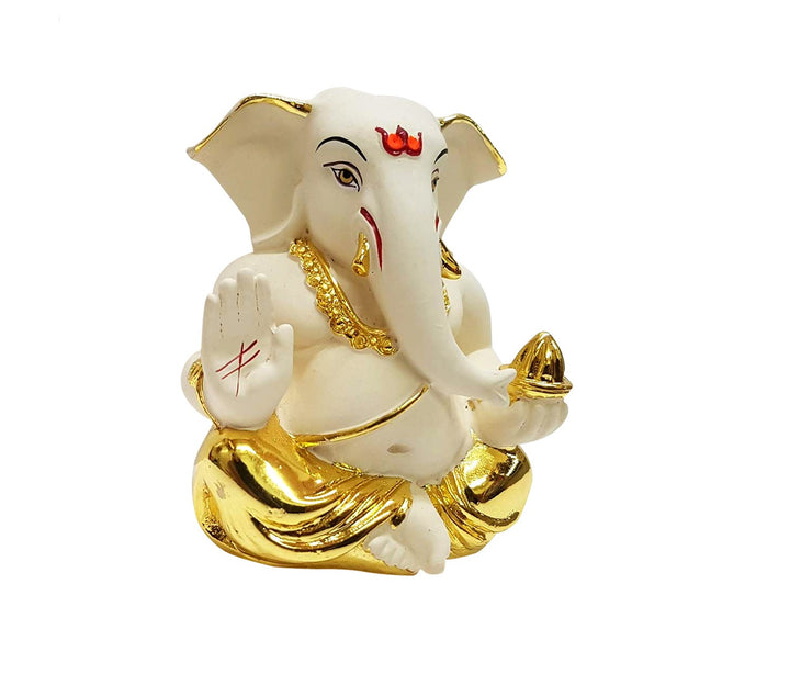 Captivating Gold-Plated White Ganesha Idol
