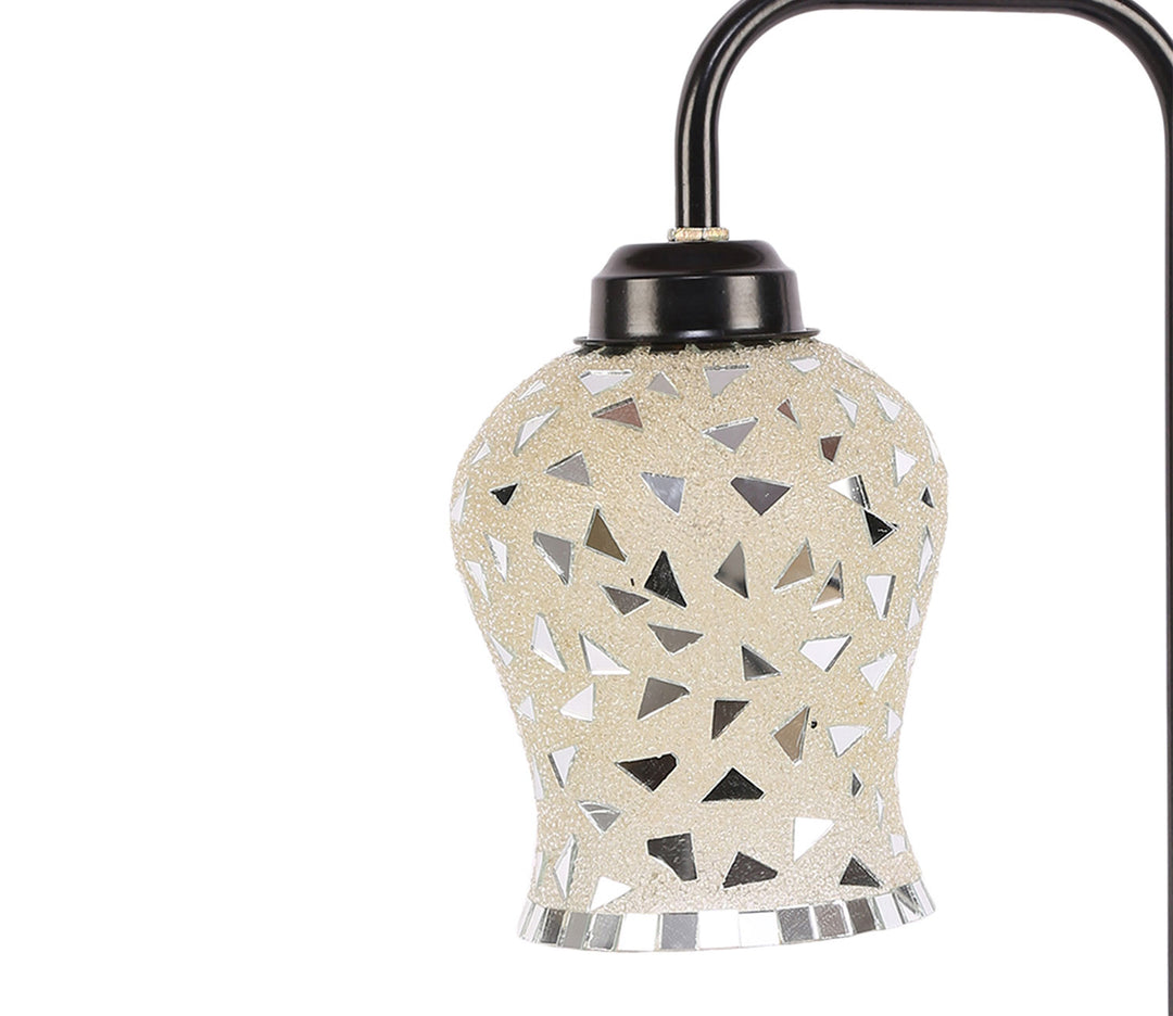 Multicolored Glass Table Lamp with Black Base (Gray)