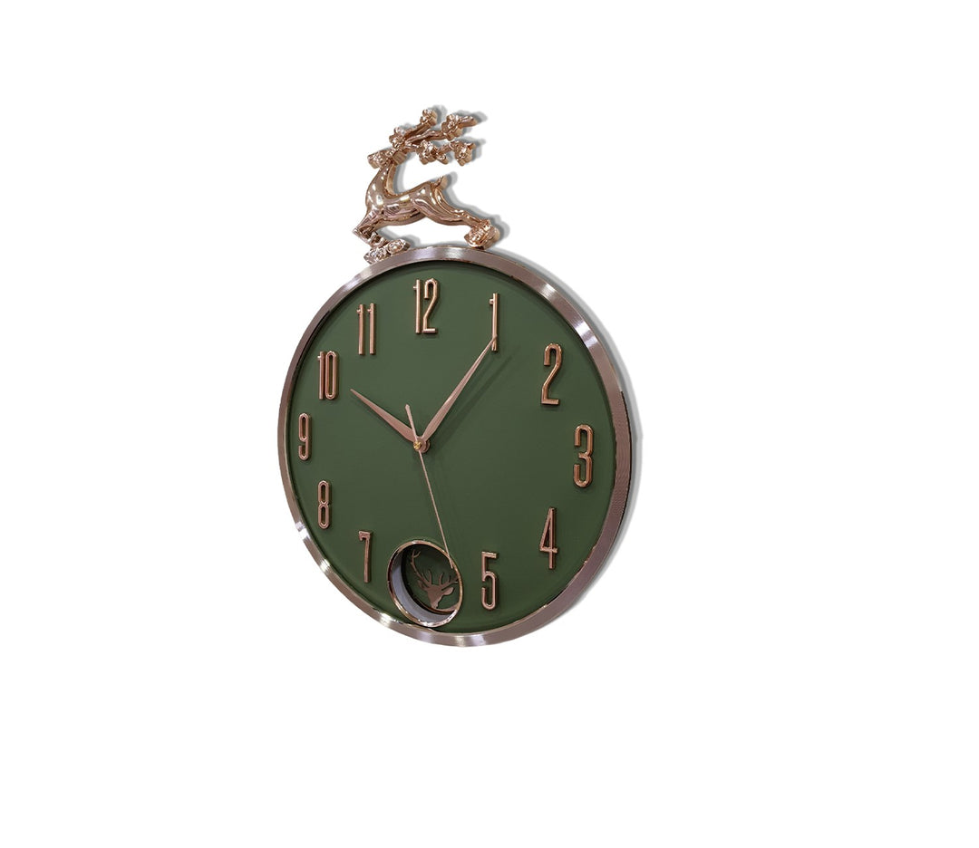 Modern Green Reindeer Pendulum Wall Clock