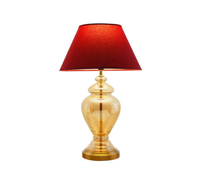 Pablo Amber Glass Table Lamp (Maroon Shade)