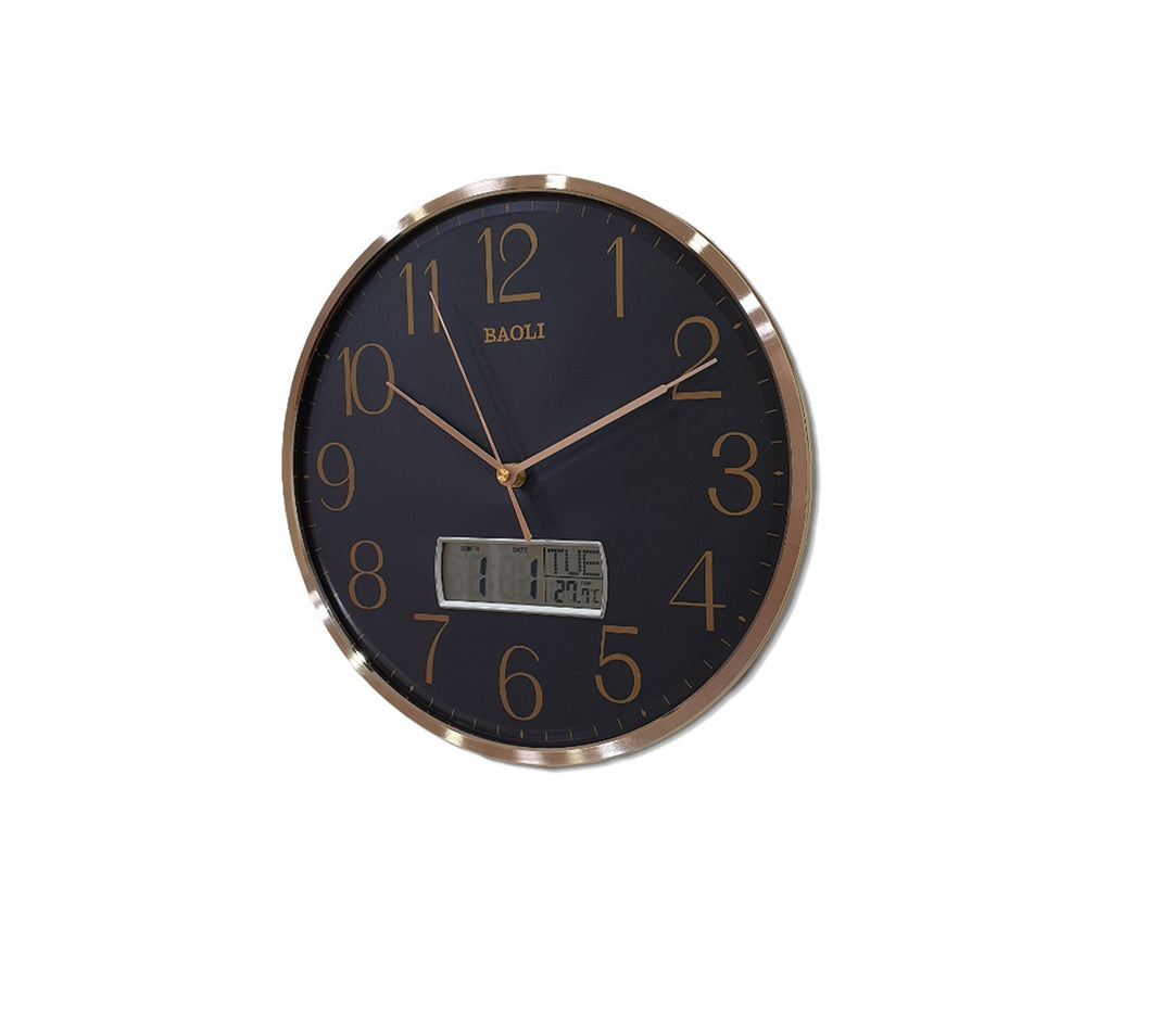 Black Dual Display Wall Clock