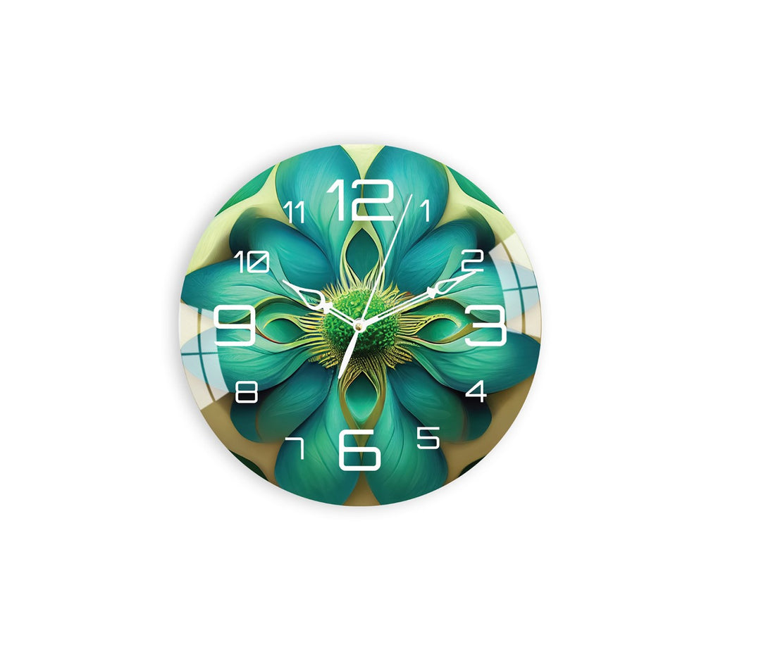 Vibrant Green Leafy Flower Acrylic Wall Clock