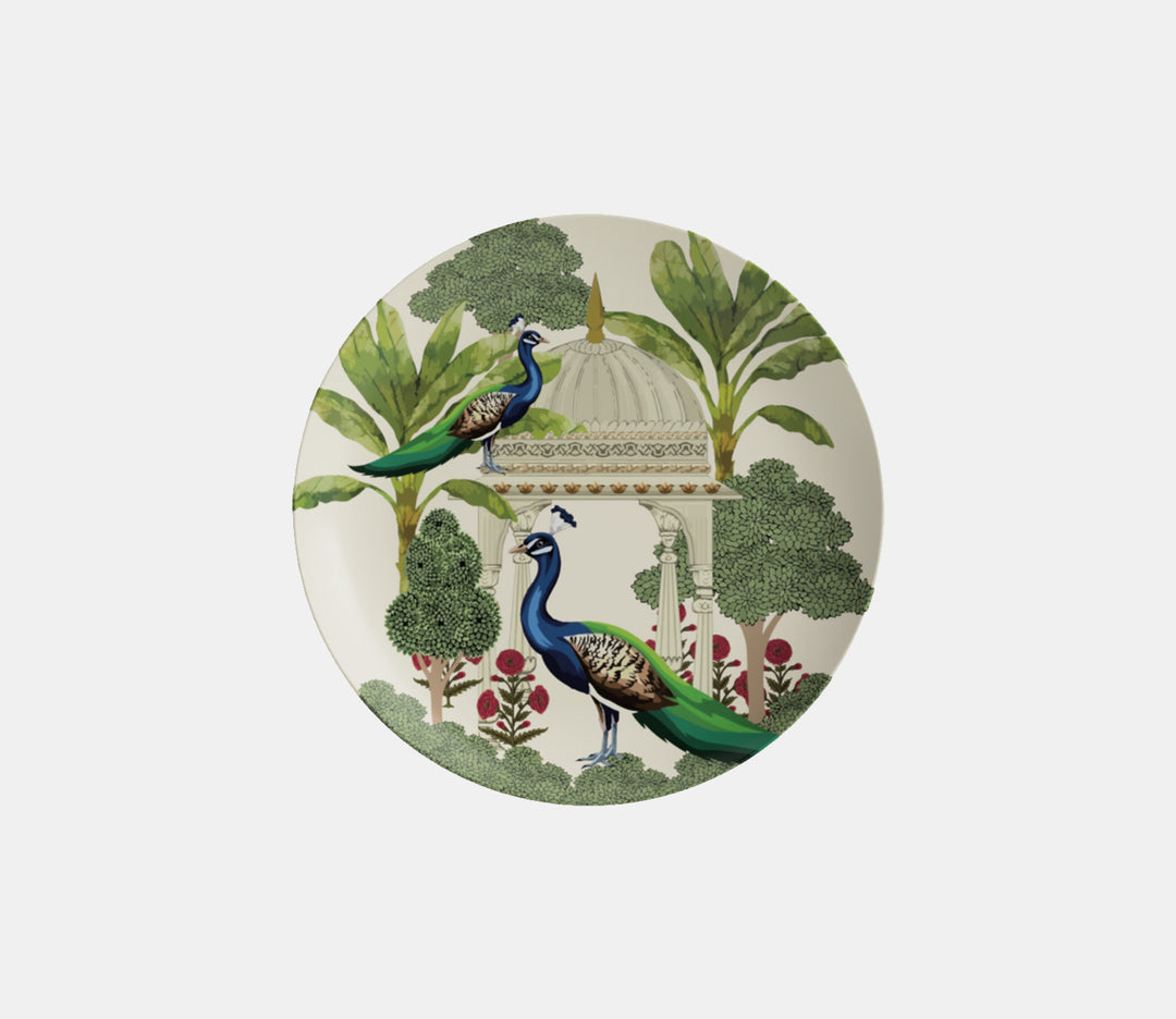 Peacock Motifs Printed Heritage Ceramic Wall Plate