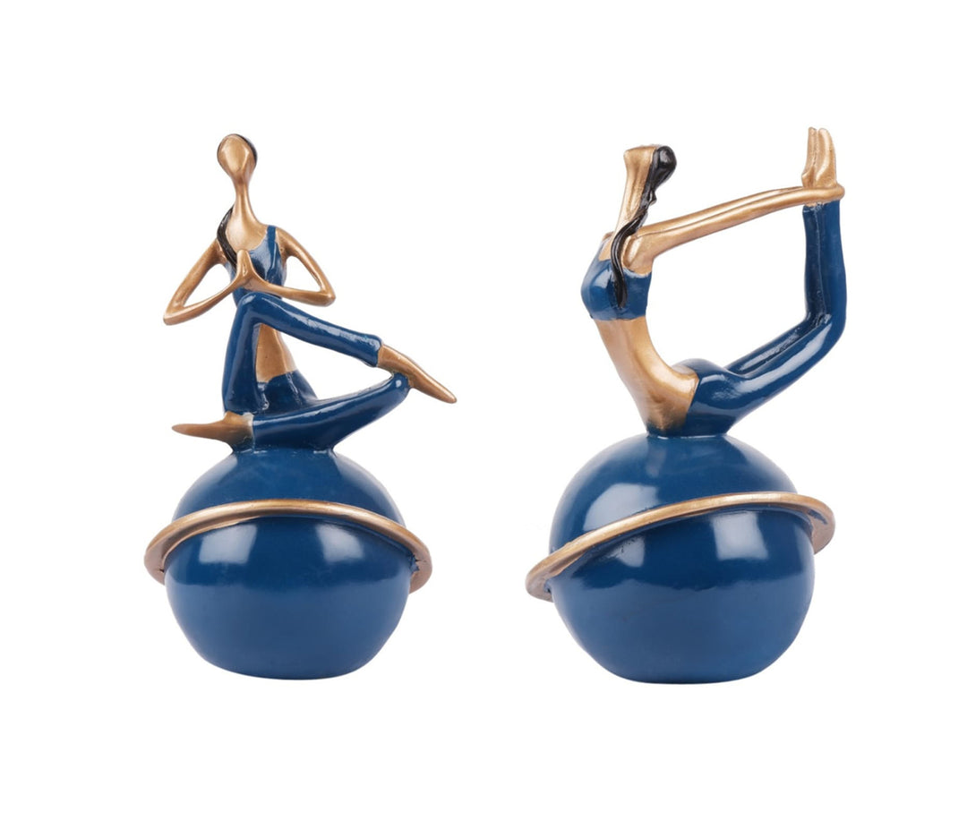 Premium Yoga Posture Showpieces | Premium Polyresin Yoga Posture Set of 2 Table Showpiece
