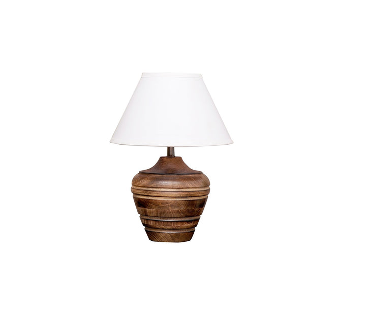 Rustic White Table Lamp with Cotton Shade