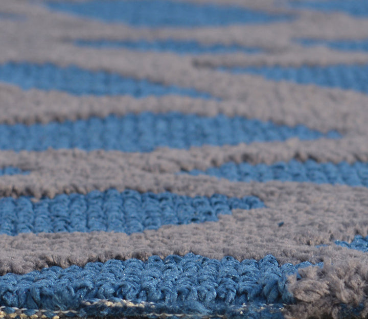 Blue Abstract Polyester Floor Runner