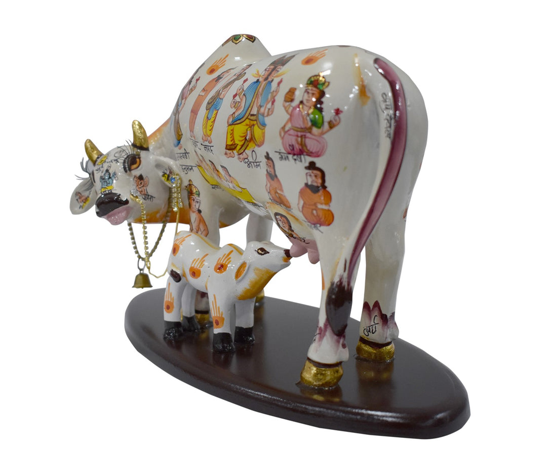 Majestic Multicolor Handpainted Marble Nandi Statue