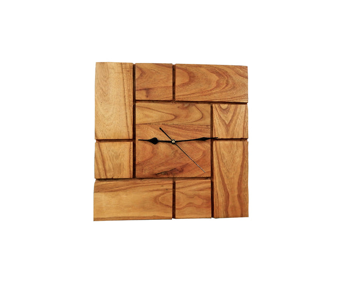 Minimalist Natural Wood Square Wall Clock