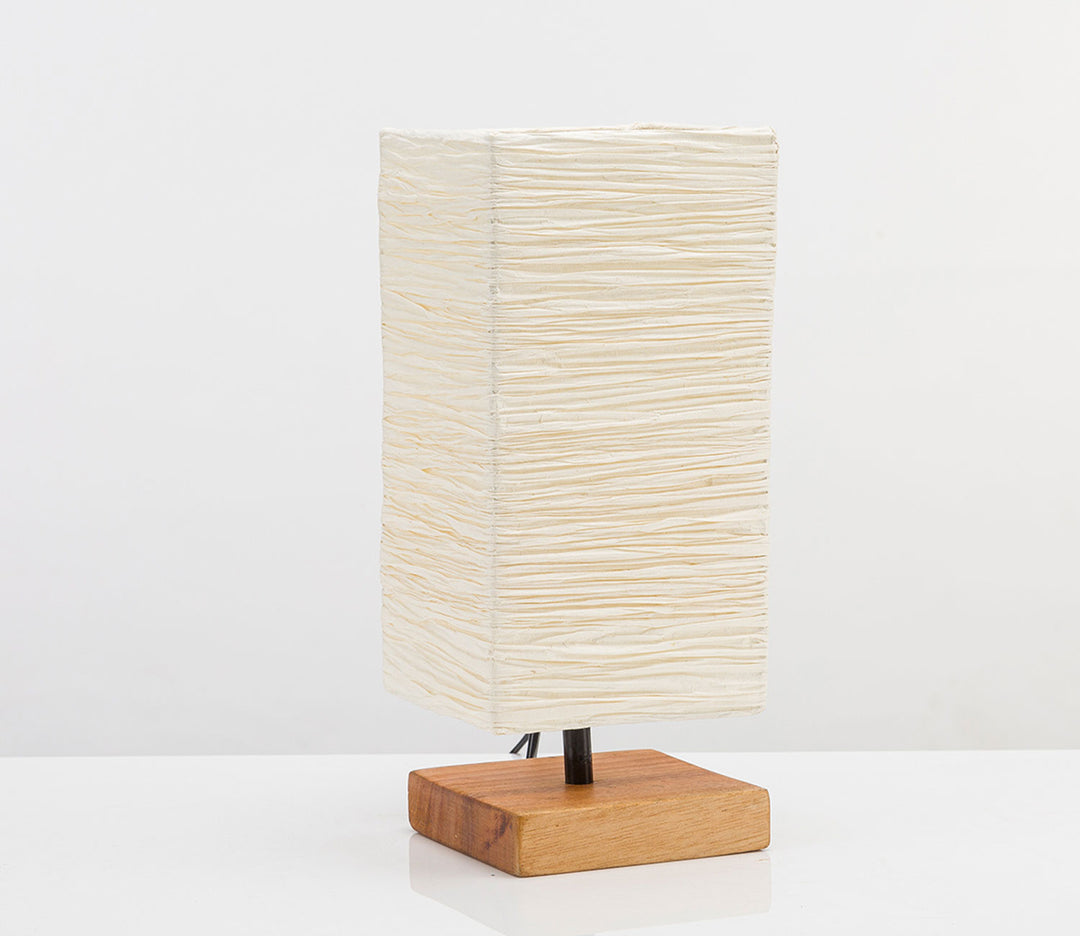 Off-White Banana Fiber Paper Table Lamp (25.4 cm H)