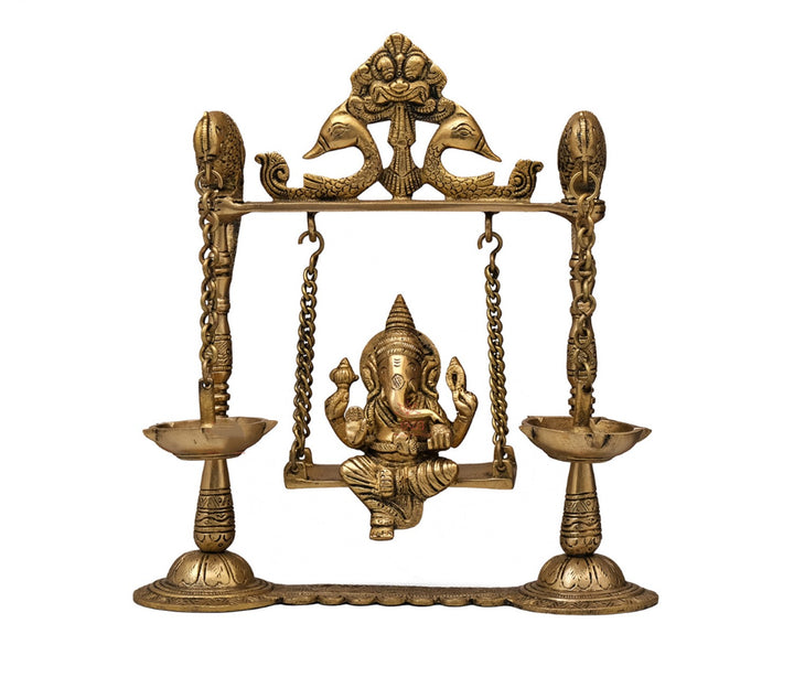 Decorative Brass Figurine with Diya