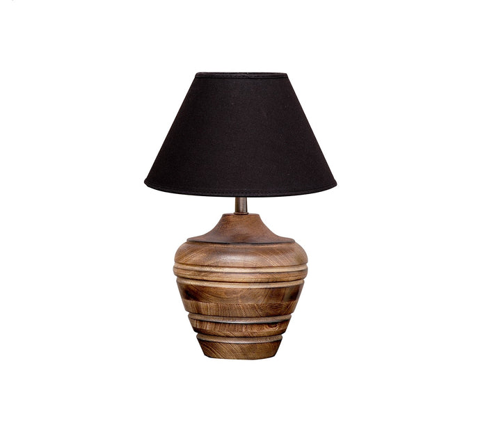 Rustic Black Table Lamp with Cotton Shade