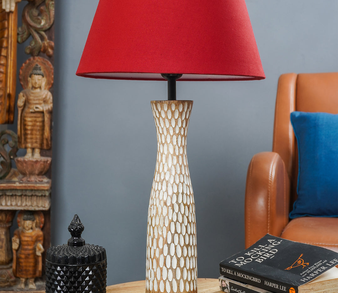 Textured Red Table Lamp