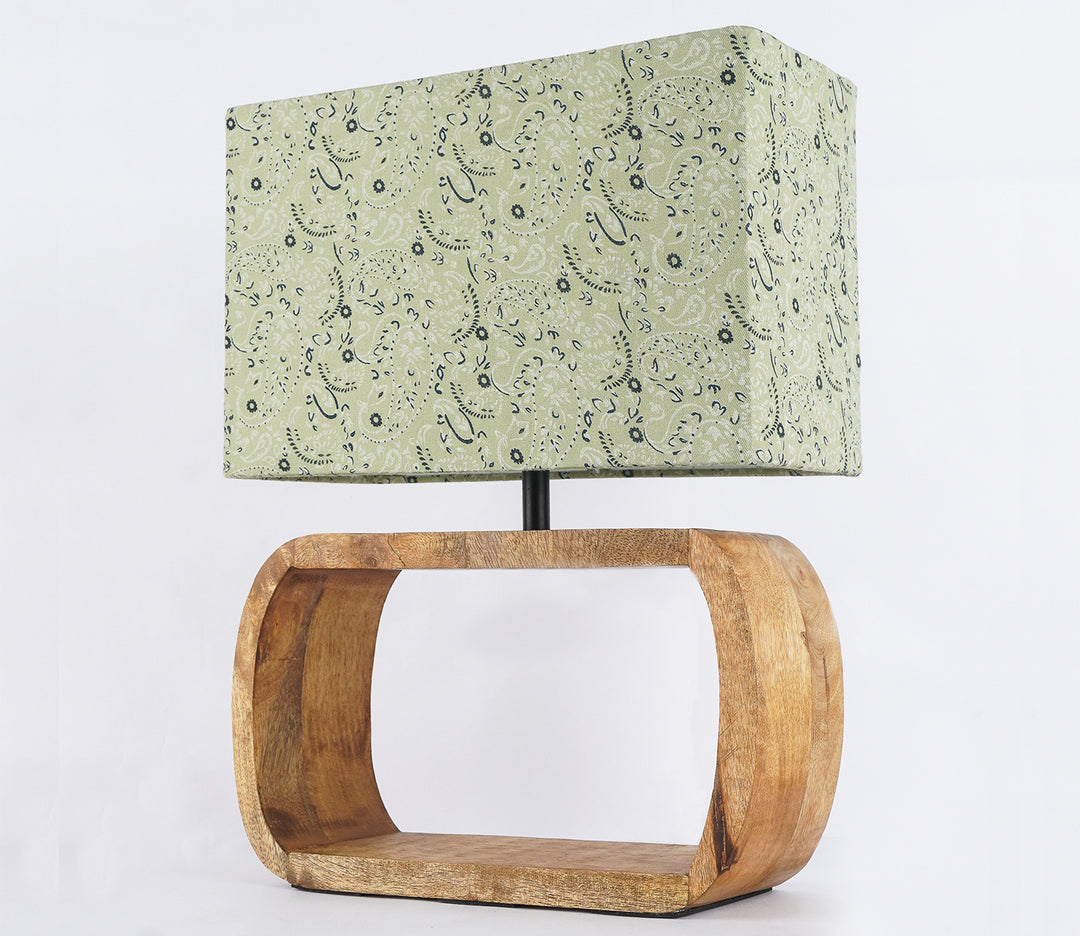 Green Floral Rectangular Table Lamp with Shade (Large)