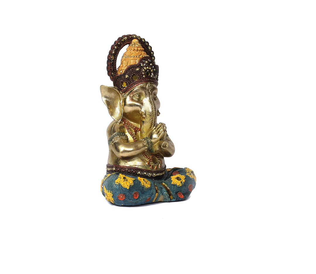 Blue & Golden Polytone Ganesha Idol | Blue and Golden Polytone Ganesha Idol