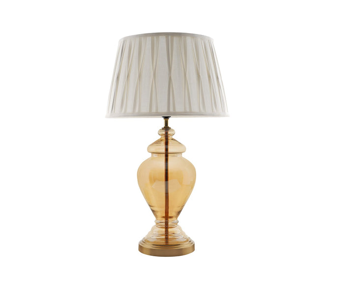 Pablo Amber Glass Table Lamp (White Shade)