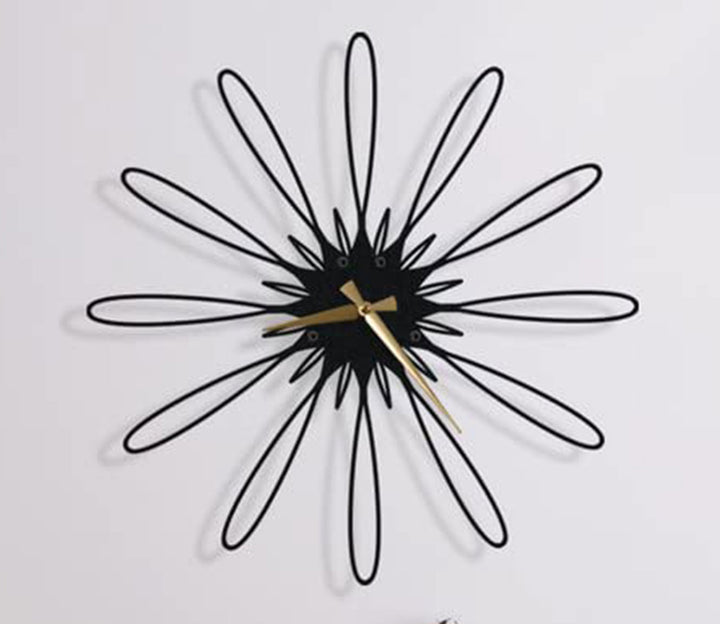 Textured Metal Abstract Wall Clock with Golden Dials