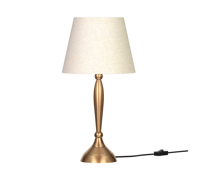 Brass Antique Table Lamp with Off-White Shade