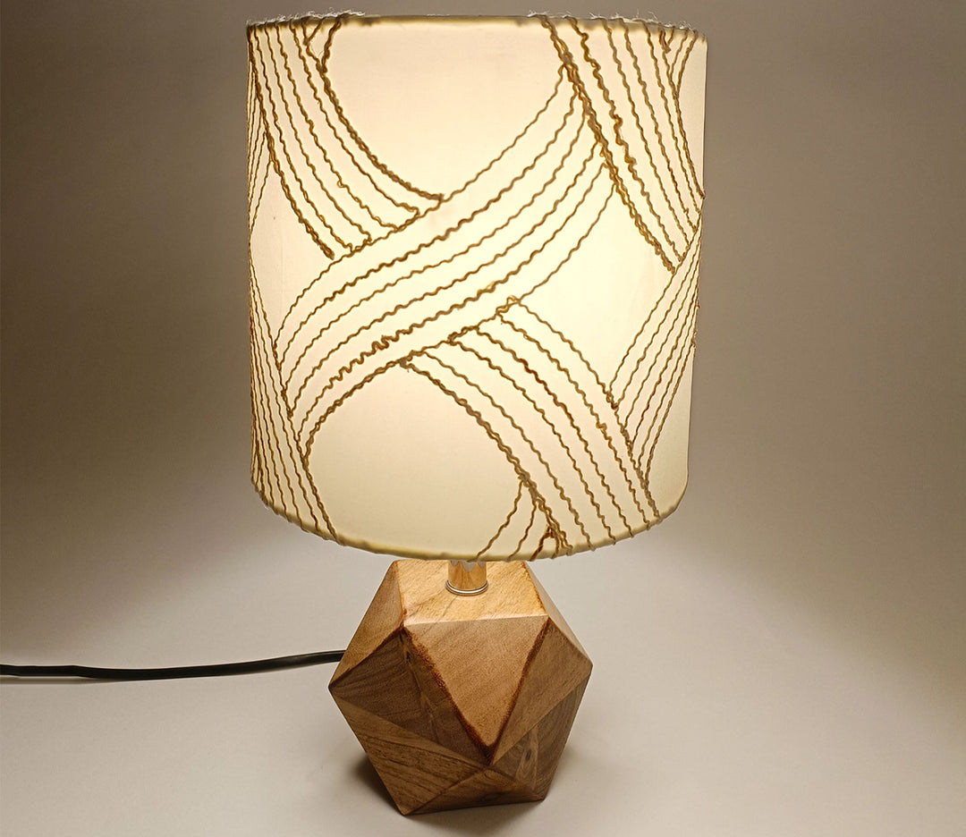 White Shade Wooden Table Lamp
